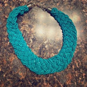 Teal beaded necklace